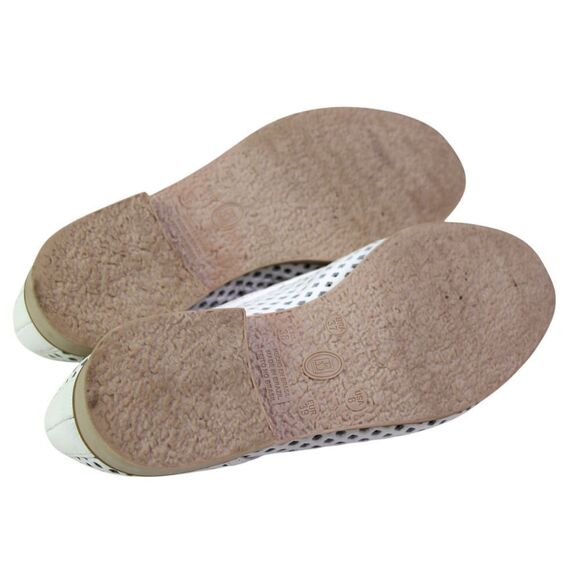 Chelsea Crew PERFORATED WHITE LEATHER LACE UP FLAT ROUND TOE OXFORD SHOES Sz 8 - Picture 9 of 12